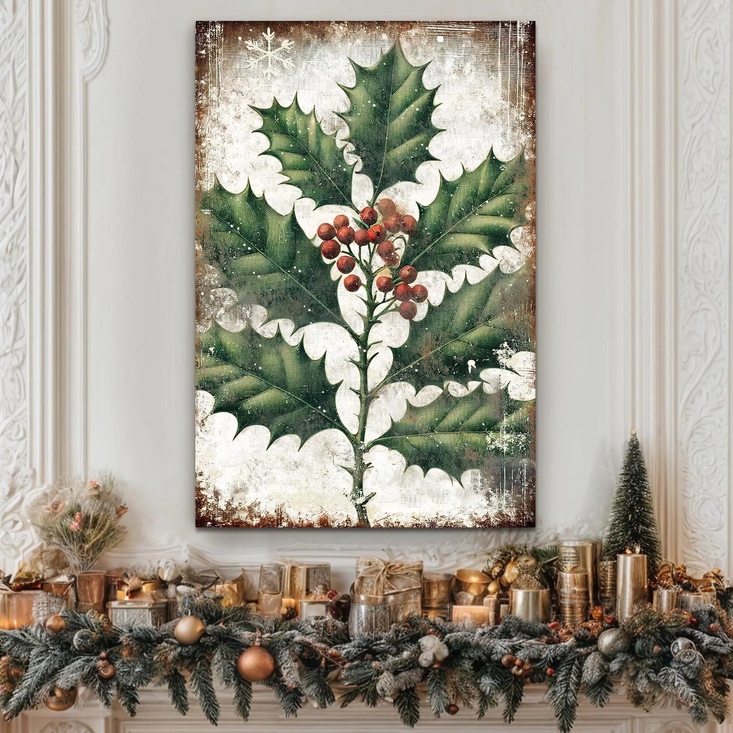 Christmas Holly Wall Art Tailored Canvases