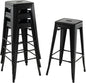 Metal Backless Bar Stools Set of 4, 30" Bar Height Modern Industrial Barstools W/Cut-Out Handle, Footrest, Rubber Foot Pads, Stackable Bar Dining Chairs for Kitchen Island, Black ShipItFurniture