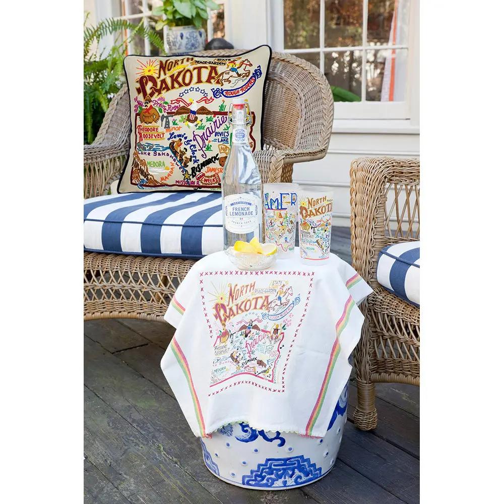 North Dakokta Hand-Embroidered Pillow CatStudio