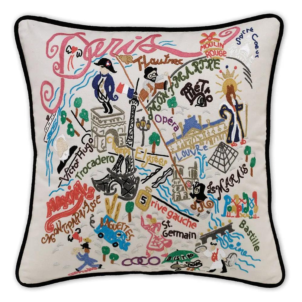 Paris Hand-Embroidered Pillow CatStudio