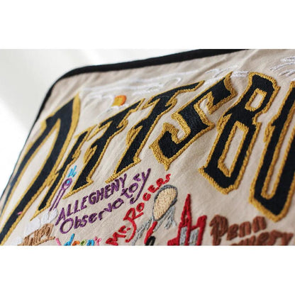 Pittsburgh Hand-Embroidered Pillow CatStudio