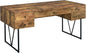 Rustic 63 Inch Writing Desk with Four Storage Drawers ShipItFurniture