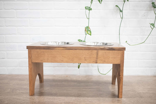 Raised Dog Bowl Stand with 2 Stainless Steel Bowls, Elevated Pet Feeder The McGarvey Workshop