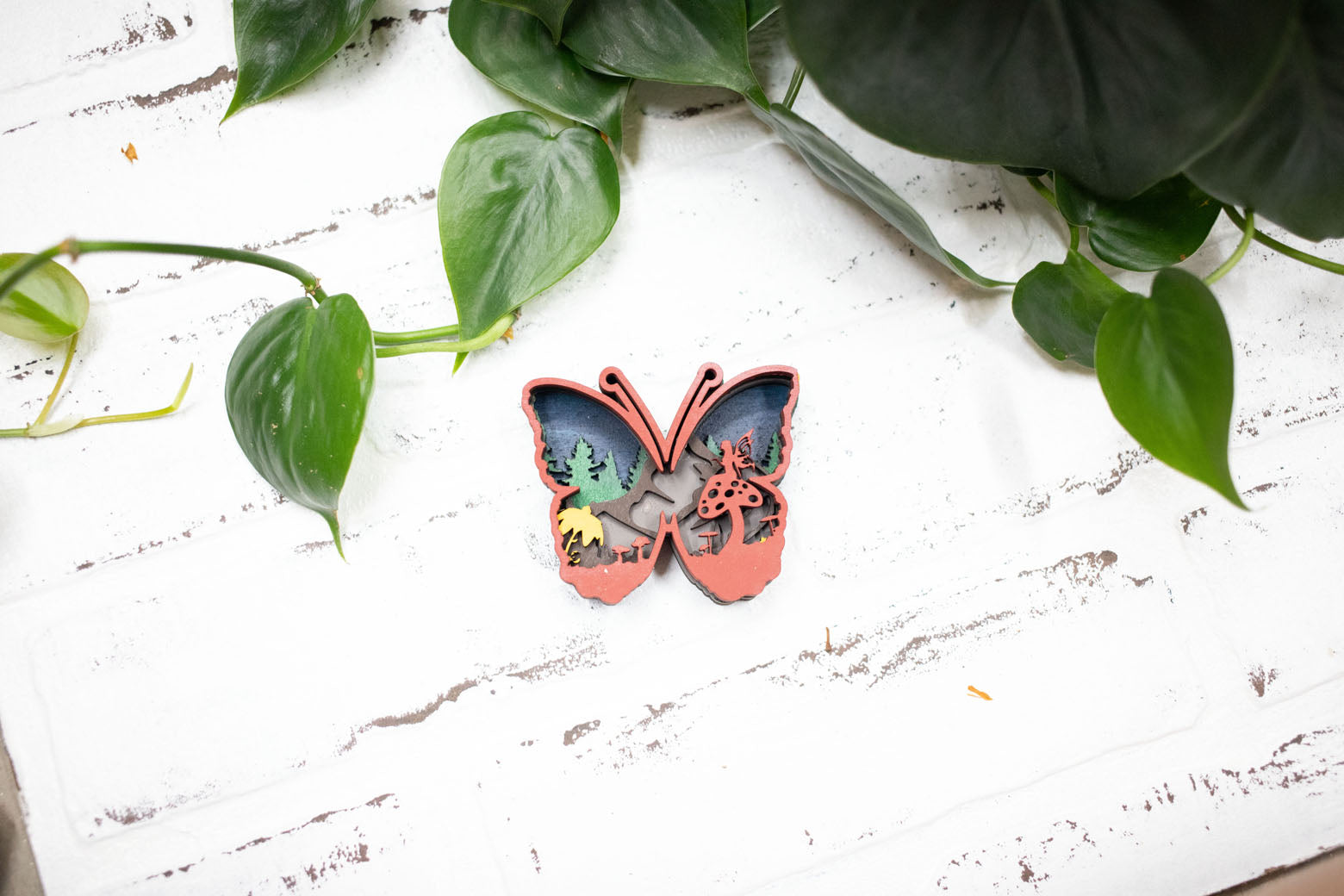 Laser Cut Butterfly, Butterfly 3D Diorama, Handmade Mountain Scene, Wall Art, Butterfly Animal Decor The McGarvey Workshop