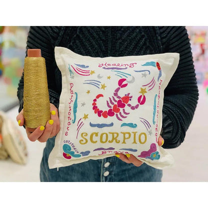 Virgo Astrology Hand-Embroidered Pillow by Cat Studio CatStudio